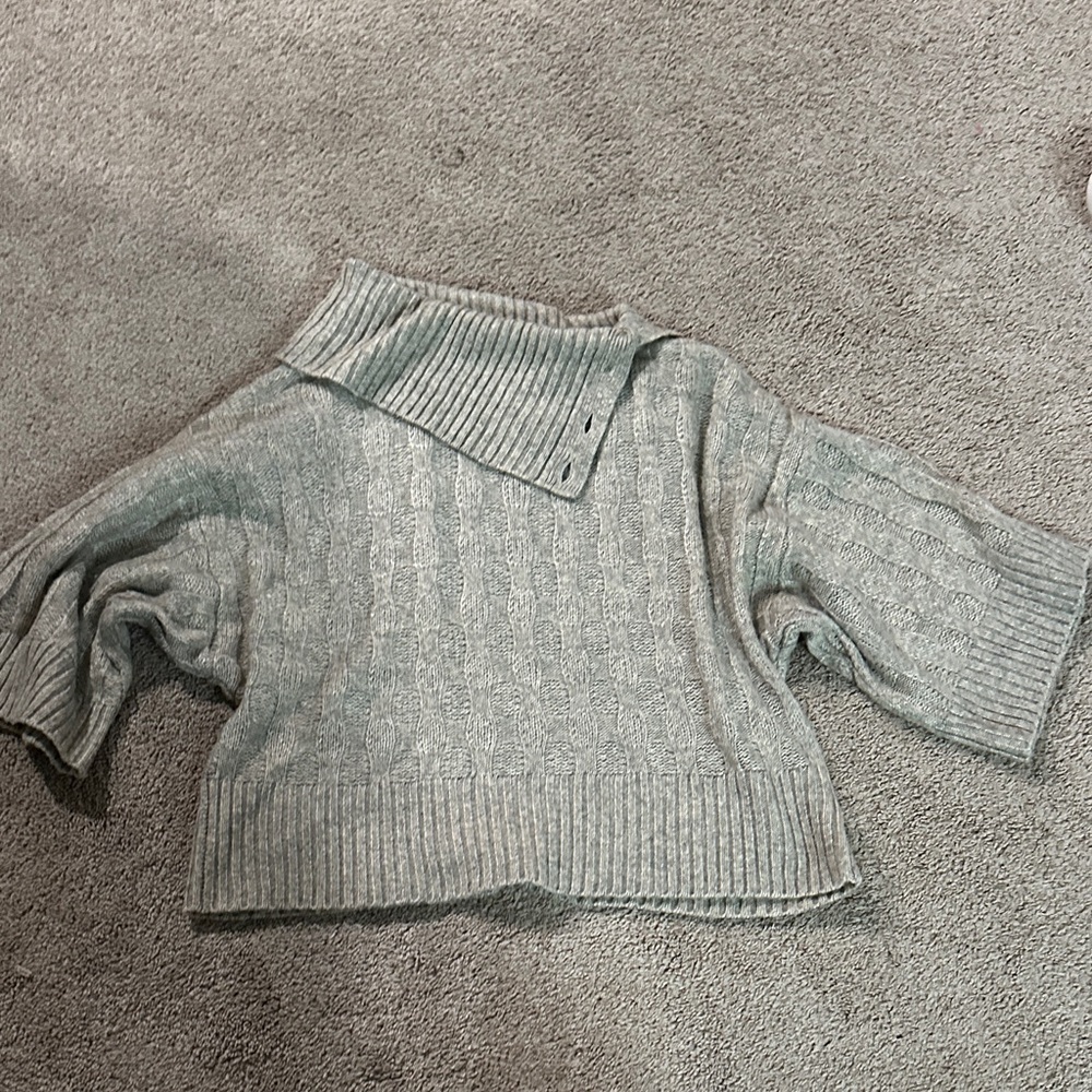 DKNY Off-the-Shoulder Light Gray Sweater